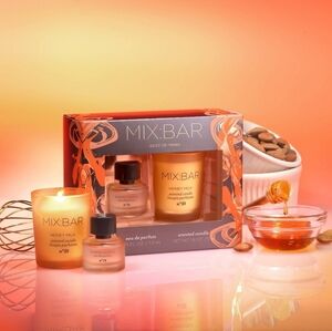 NIB MIX:BAR Whipped Almond Mini Perfume & Honey Milk Scented Candle Gift Set